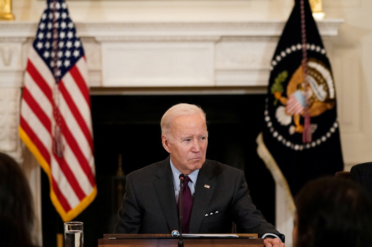 US President Joe Biden and Vice President Kamala Harris attend a meeting at the White House