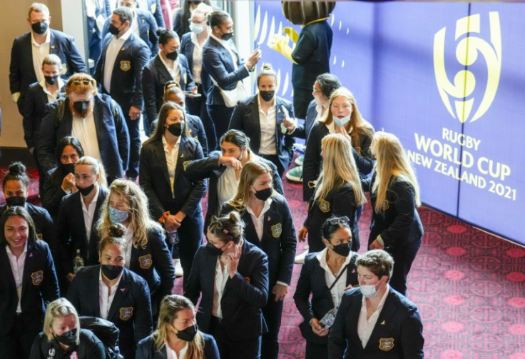 Australia's team attends a welcome ceremony for the World Cup
