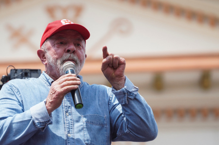 Former President of Brazil and current presidential candidate Luiz Inacio Lula da Silva gives a speech, in Sao Bernardo do Campo