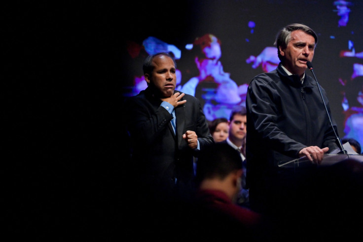 Brazil's President and candidate for re-election Jair Bolsonaro meets businessmen of the Minas Gerais State Federation of Industries (Fiemg), in Belo Horizonte