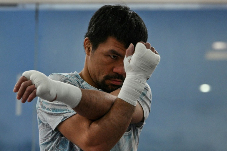 Pacquiao trains at his gym in the city of General Santos in the Philippines
