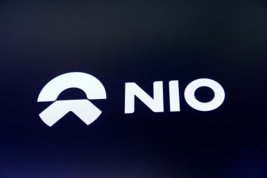 Chinese electric vehicle start-up Nio Inc. company logo is on display on its initial public offering (IPO) day at the NYSE in New York