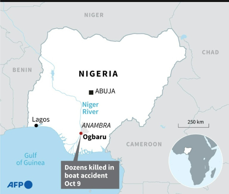 Map of Nigeria, locating Ogbaru where dozens killed in boat accident Sunday