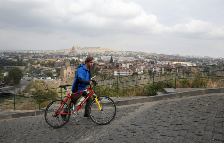 Russian citizen Igor Tikhiy gives an interview in Tbilisi