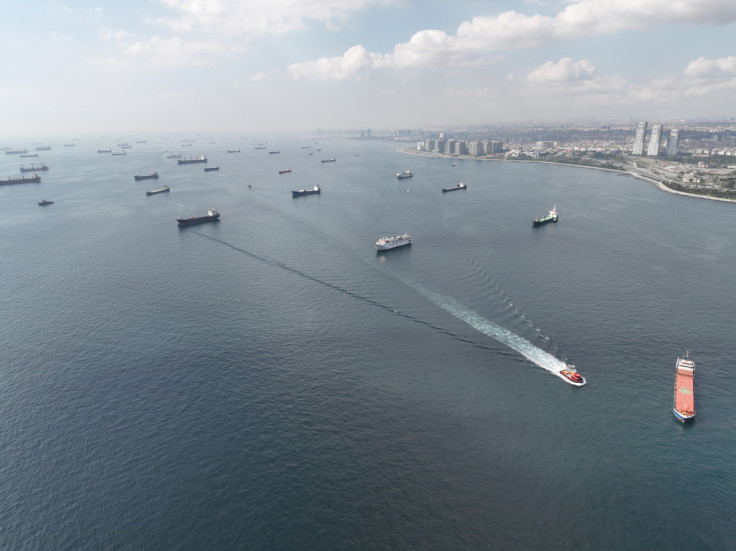 Ships are seen at the anchorage area of the Bosphorus southern entrance in Istanbul