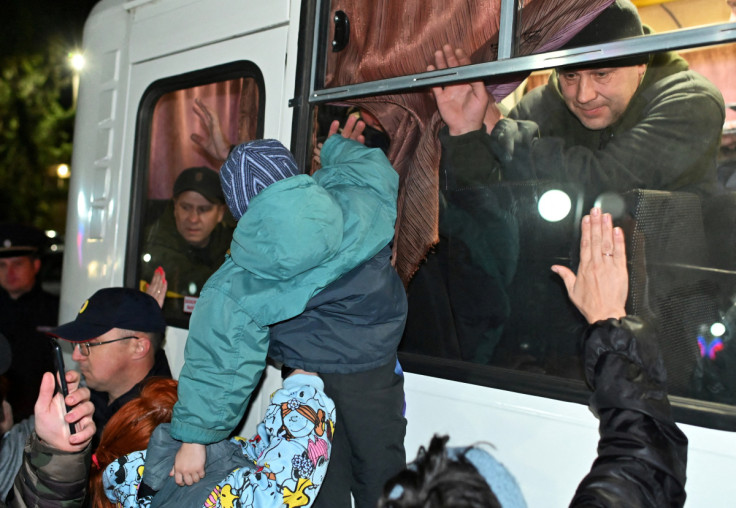 People bid farewell to reservists drafted during the partial mobilisation in Omsk region