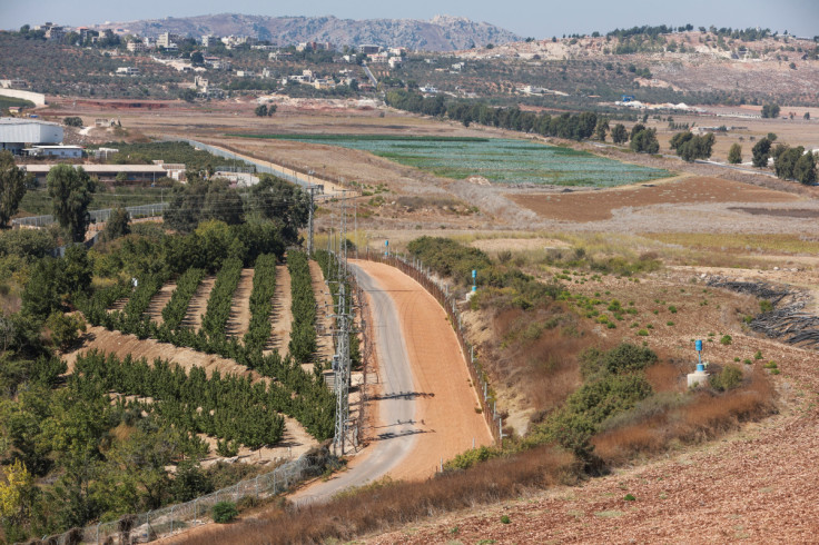 A general view shows the Lebanese-Israeli border as seen from the southern Lebanese village of Khiam