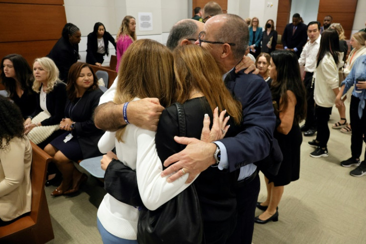 Relatives of victims of the 2018 mass shooting at Marjory Stoneman Douglas High School in Parkland, Florida, at the sentencing trial for the gunman, Nikolas Cruz