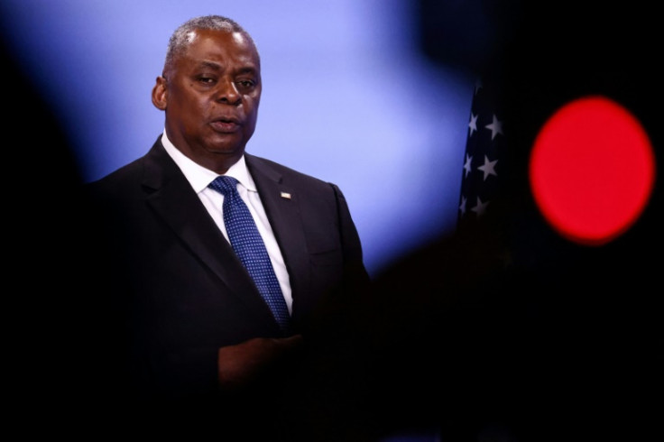 US Defense Secretary Lloyd Austin speaks during a press conference in Brussels on October 13, 2022
