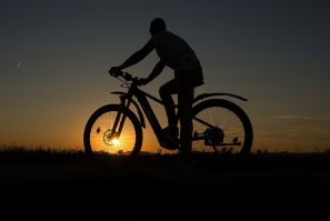 Bicycle, E-bike, cycling, sunset, exercise