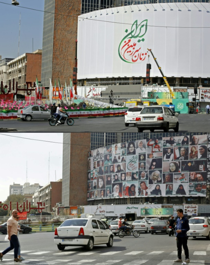 A photomontage of dozens of famous Iranian women observing hijab disappeared from a Tehran billboard within 24 hours of appearing, as it featured some opposed to the mandatory headscarf