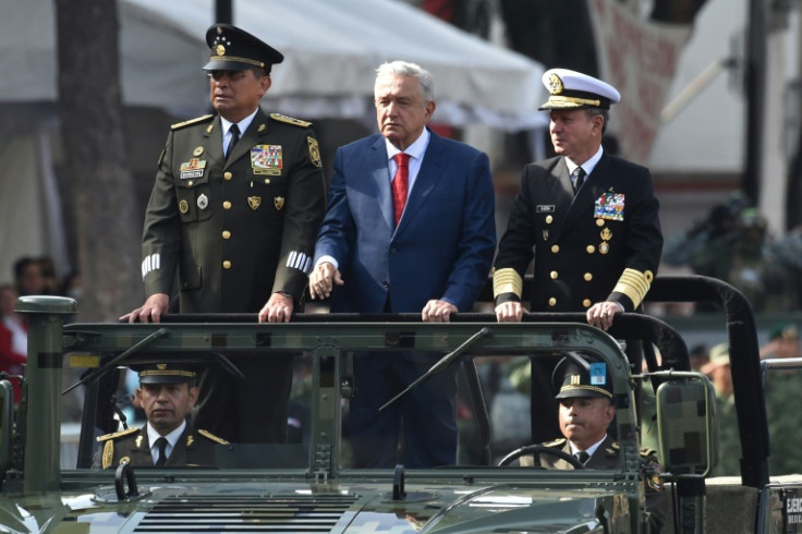 Mexican President Andres Manuel Lopez Obrador attends an independence day military parade