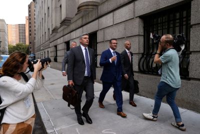 Trevor Milton, founder and former-CEO of Nikola Corp., departs the Thurgood Marshall United States Courthouse in New York