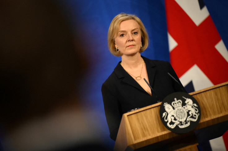 British Prime Minister Liz Truss attends a news conference in London