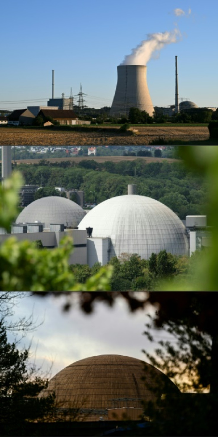Germany's still active nuclear power plants are (from top to bottom) the Isar Nuclear Power Plant in Essenbach, the nuclear power plant in Neckarwestheim, and the nuclear power plant Emsland in Lingen