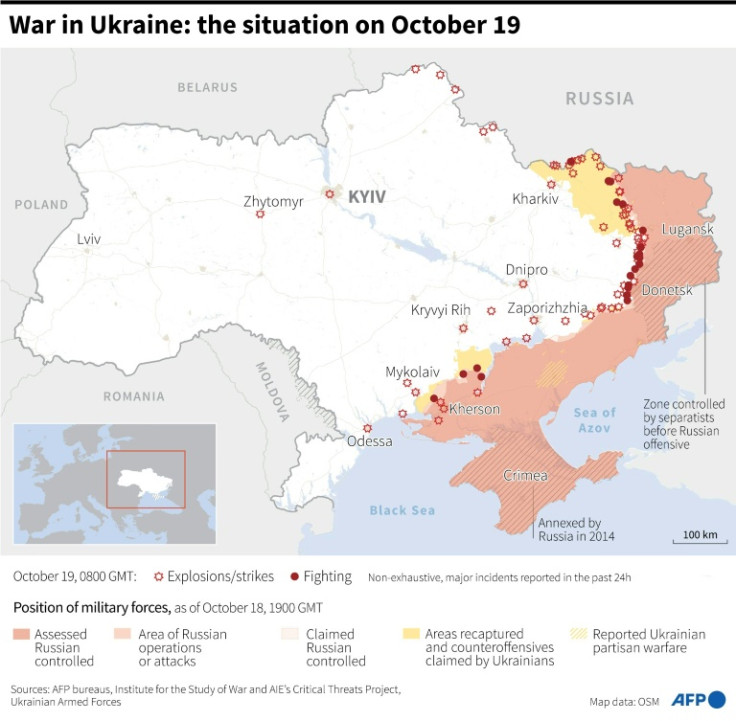 Map showing Russian strikes in Ukraine