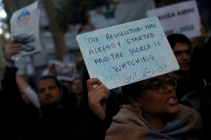 People protest against the death of Iranian woman Mahsa Amini, in London