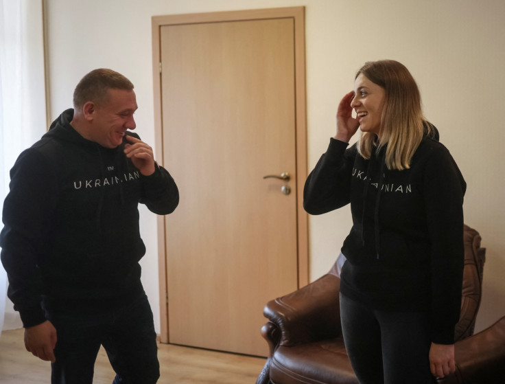 Ukrainian border guards colonel Padytel and cynologist Panina, captured during the Azovstal steelworks siege in Mariupol in May and released in the recent POW exchange,  speak with Reuters in undisclosed location