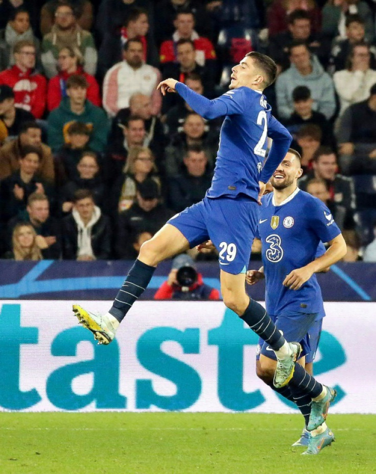 Kai Havertz celebrates after scoring Chelsea's winner away to Red Bull Salzburg
