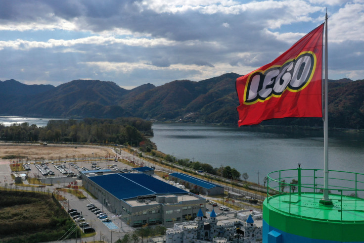 The logo of Lego is seen at the Legoland Korea theme park in Chuncheon