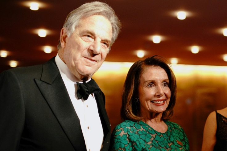 US House Speaker Nancy Pelosi, pictured with husband Paul in 2019, was not in at the time of the attack