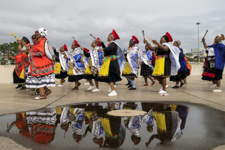 Zulu women clad in traditional dresses at the coronation of Zulu King Misuzulu