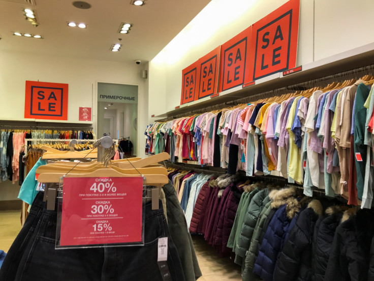 An interior view of a Gap store at a central shopping mall in Moscow