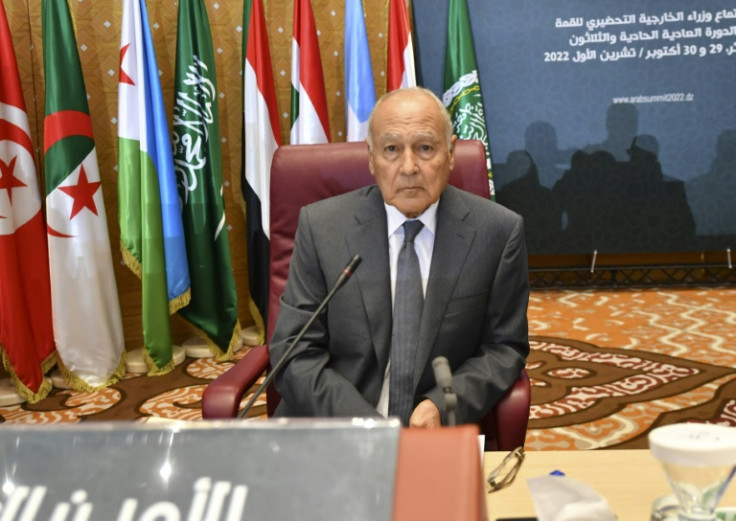 Arab League General Secretary Ahmed Aboul Gheit attends a pre-summit meeting of Arab foreign ministers on October 29, 2022 in Algiers