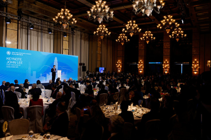 Hong Kong Chief Executive John Lee speaks during the Global Financial Leaders Investment Summit in Hong Kong