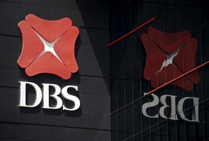 A logo of DBS is pictured outside an office in Singapore