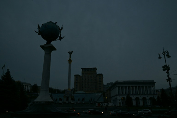 Kyiv's Independence Square during a rolling blackout affecting parts of the Ukrainian capital on October 24, 2022