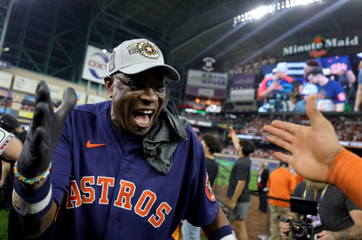 Manager Dusty Baker of the Houston Astros celebrates after defeating the Philadelphia Phillies 4-1 to win the 2022 World Series