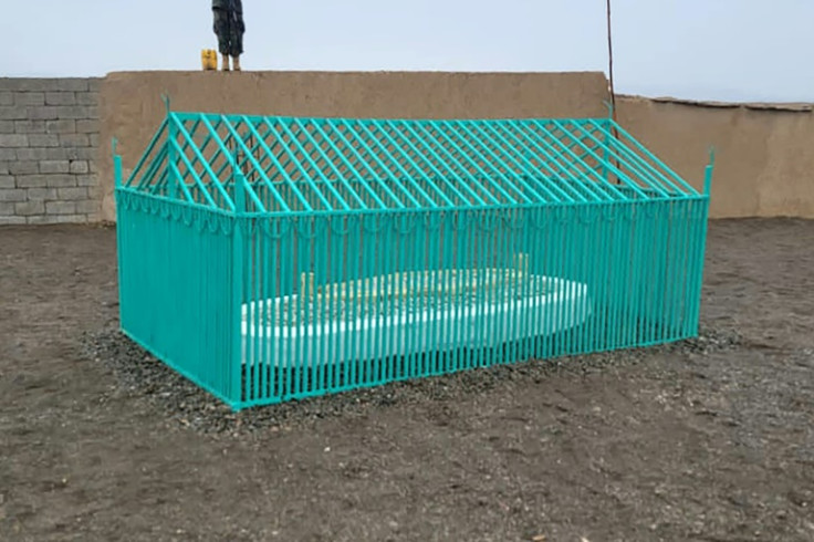 The newly revelaed gravesite of Afghan Taliban founder Mullah Omar in Zabul province in a picture released by officials