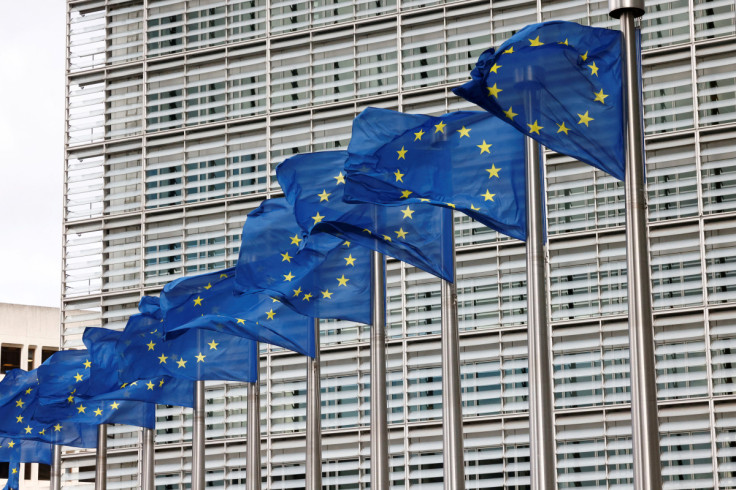 European Union flags flutter outside the EU Commission headquarters in Brussels