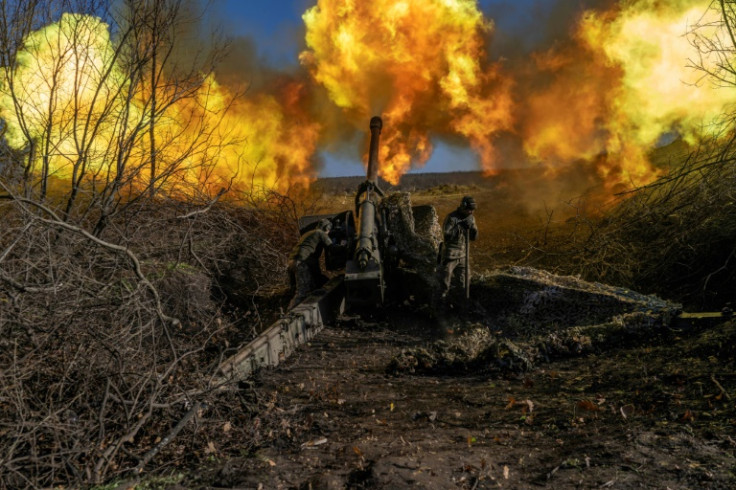A Ukrainian soldier fires artillery towards Russian positions outside Bakhmut on November 8, 2022, amid the Russian invasion of Ukraine