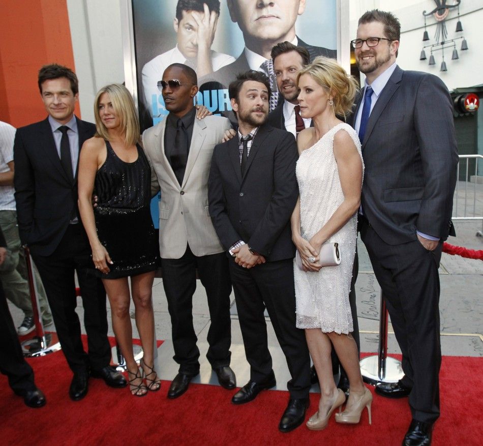 Director of the movie Seth Gordon R poses with cast members from L-R Jason Bateman, Jennifer Aniston, Jamie Foxx, Charlie Day, Jason Sudeikis and Julie Bowen at the premiere of quotHorrible Bossesquot at the Grauman039s Chinese theatre in Holly