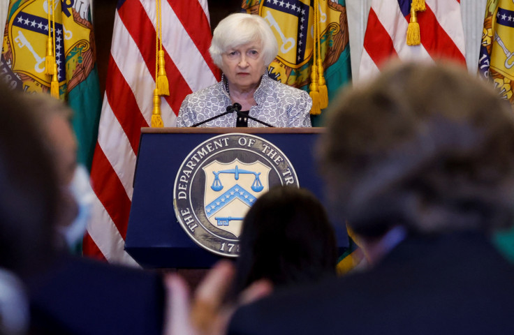 U.S. Treasury Secretary Janet Yellen holds a news conference at the U.S. Treasury Department in Washington