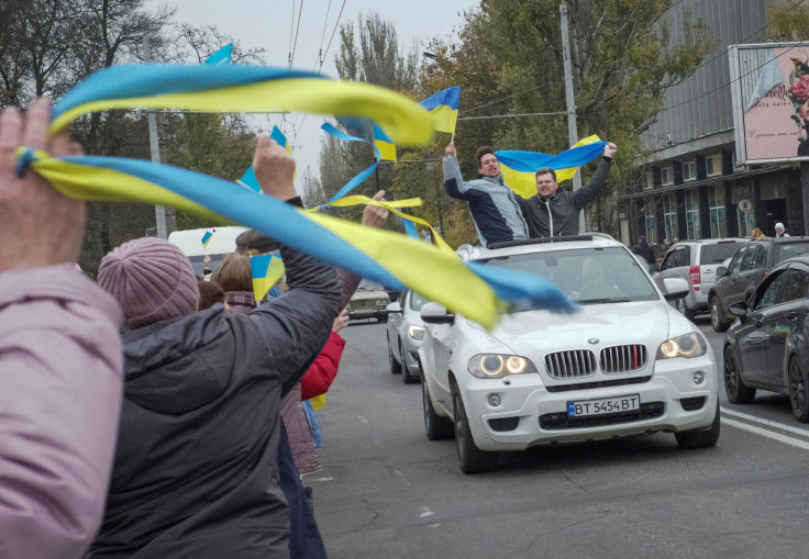 Local residents celebrate after Russia's retreat from Kherson, in central Kherson