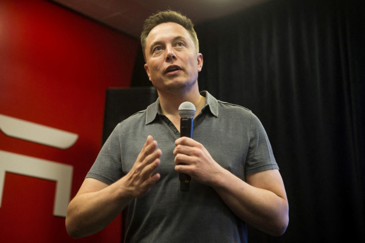 Tesla CEO Elon Musk speaks about new Autopilot features during a Tesla event in Palo Alto