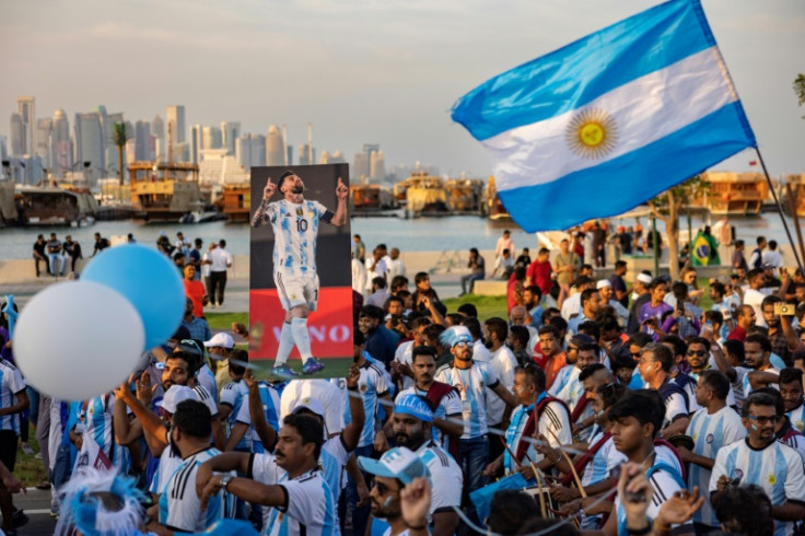 Argentina fans in Doha prepare to cheer on Lionel Messi's team at the World Cup