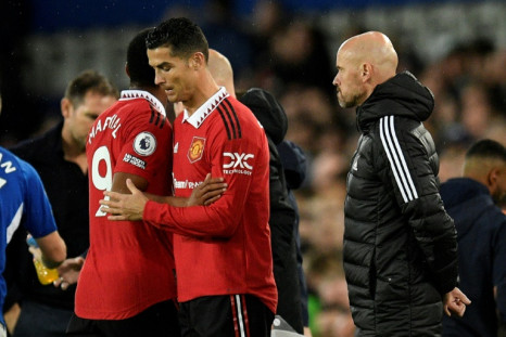 Cristiano Ronaldo (centre) said he has "no respect" for Manchester United manager Erik ten Hag