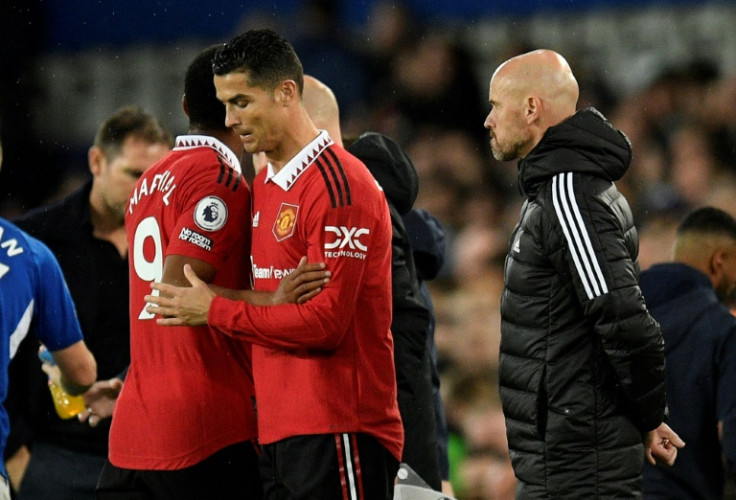 Cristiano Ronaldo (centre) said he has "no respect" for Manchester United manager Erik ten Hag