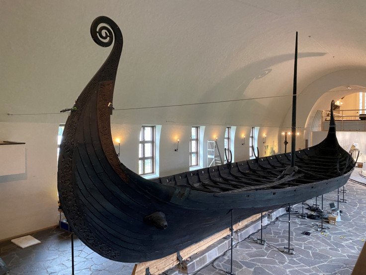The Oseberg ship is seen inside The Viking Ship Museum in Oslo