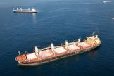 Cargo ship Rubymar, carrying Ukrainian grain, is seen in the Black Sea off Kilyos near Istanbul
