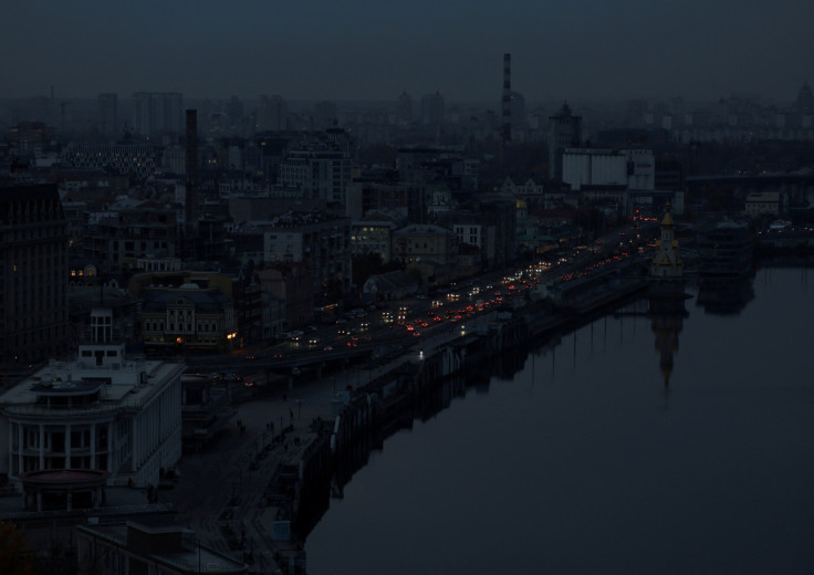 A view shows the city centre without electricity after critical civil infrastructure was hit by Russian missile attacks in Ukraine in Kyiv