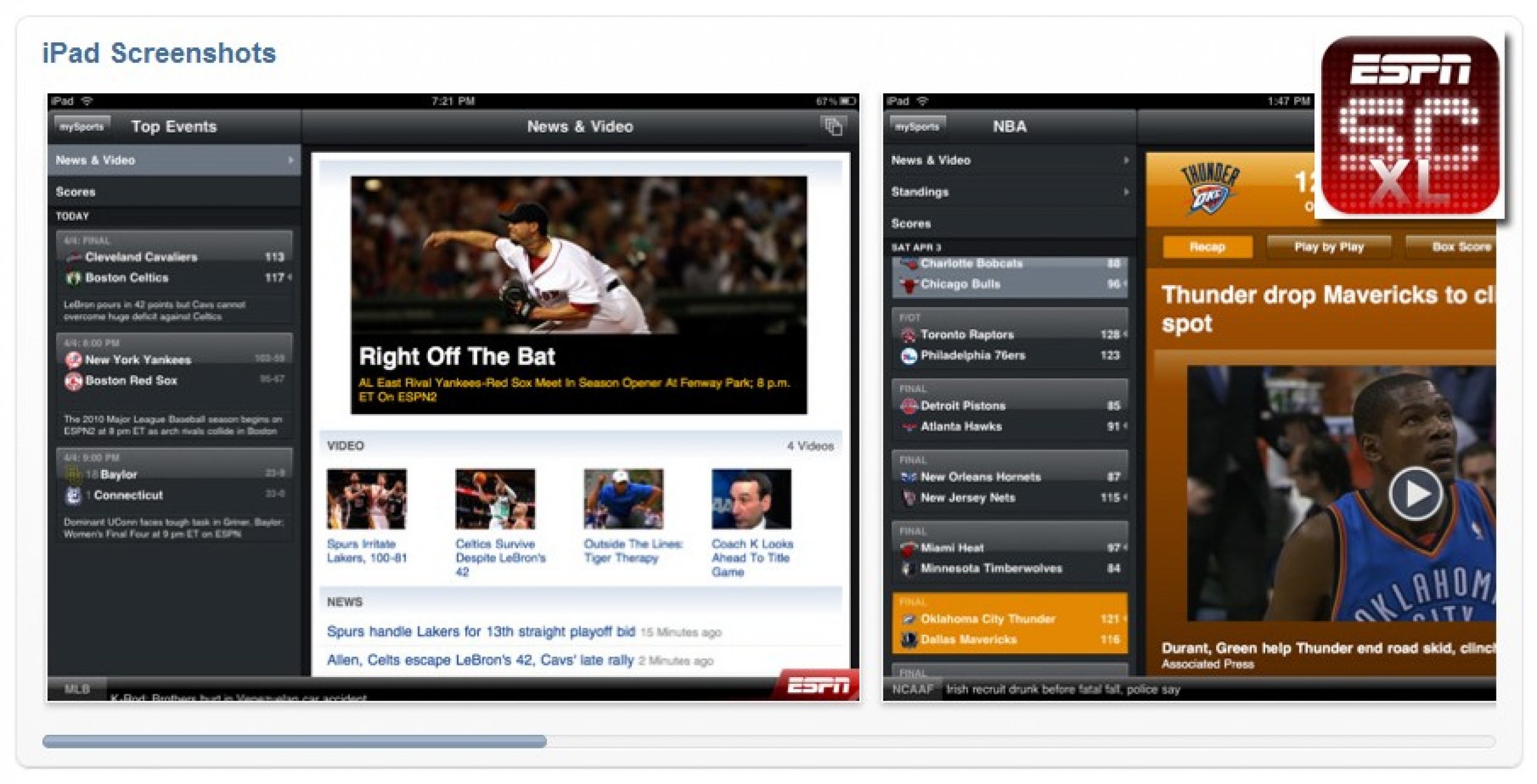 ESPN ScoreCenter XL Sports - Top 50 must-have iPad apps