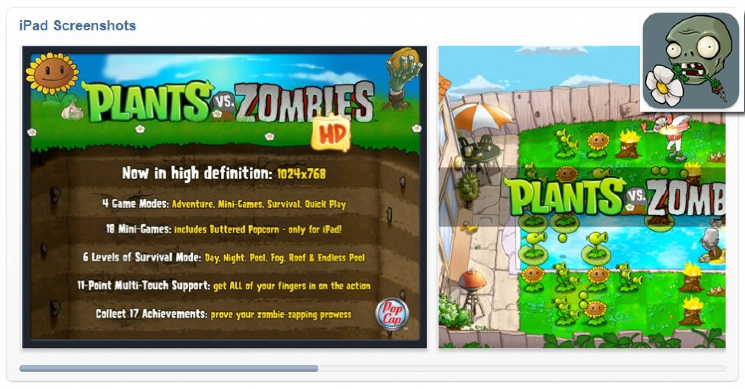 Plants vs. Zombies HD Game - Top 50 must-have iPad apps