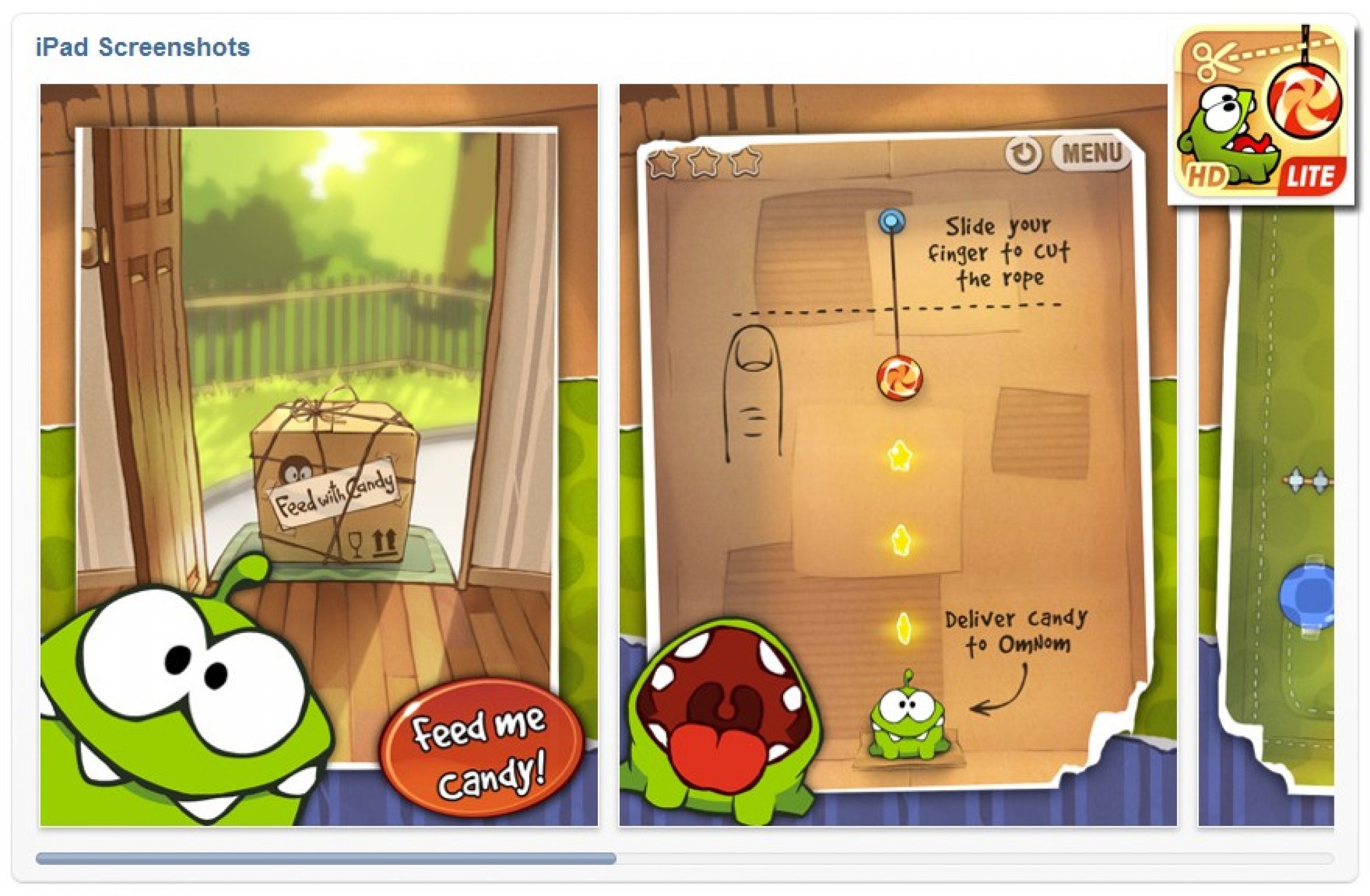 Cut the Rope HD Game - Top 50 must-have iPad apps