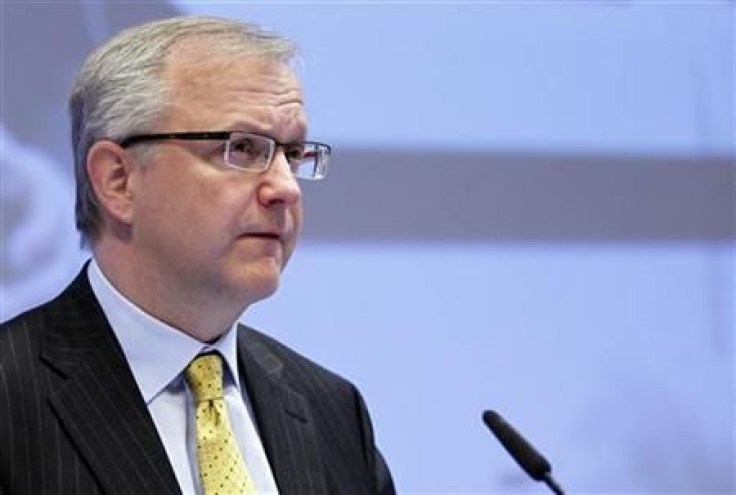 EU Commissioner Rehn delivers a speech during the Brussels Economic Forum conference