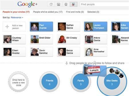 A screen shot of the Google Plus social network is shown in this publicity photo released to Reuters